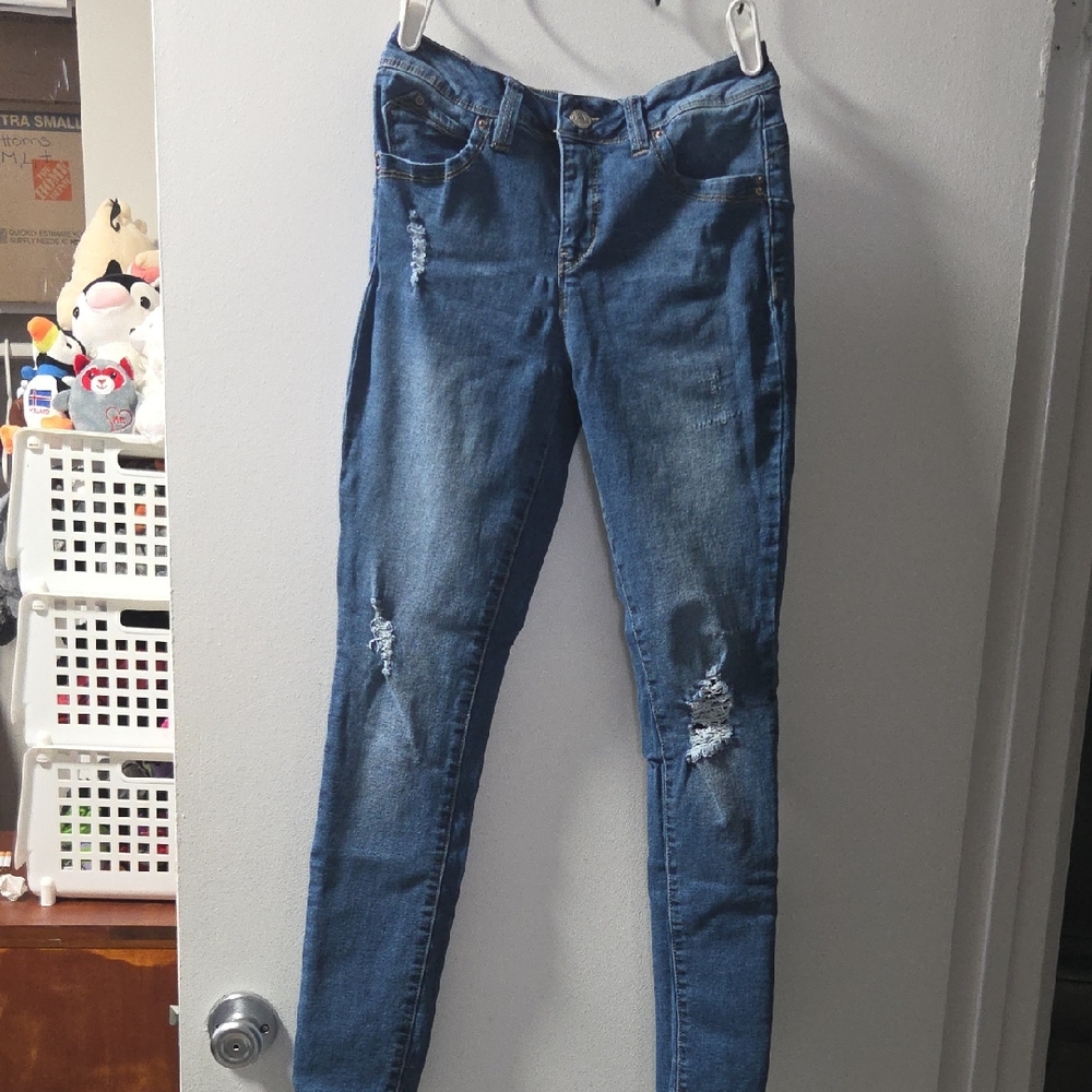 Royalty For Me Distressed Blue Skinny Jeans